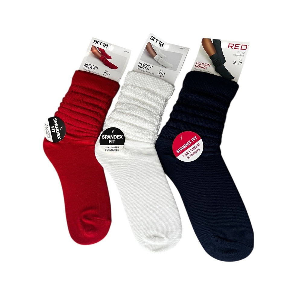 Arria Slouch 3 Pack Socks Bundle‎ Spandex 80's Aerobics Retro Y2K Gift Size 9-11